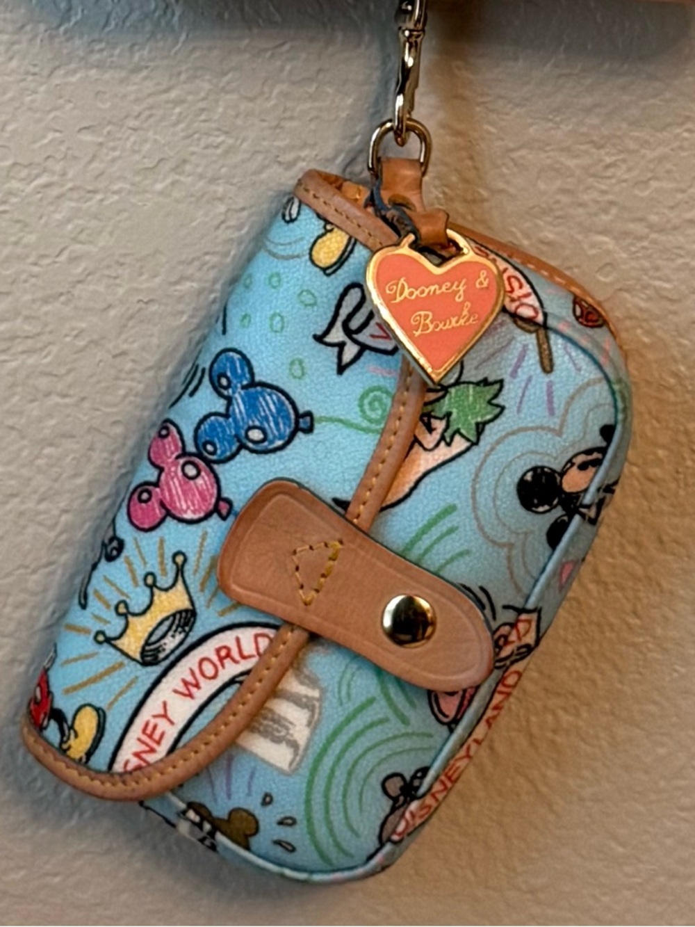 Disney Dooney & Bourke Sky Sketch Blue Wristlet-Retired Collection